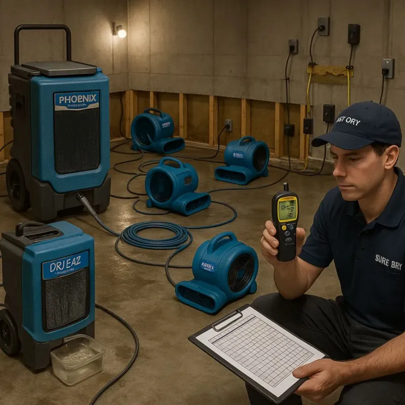 Structural Drying and Dehumidification process in South Henderson, NC